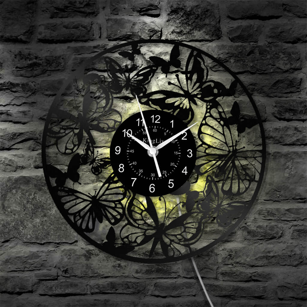 LED Vinyl Wall Clock | Butterfly | 12'' | 0176WPB