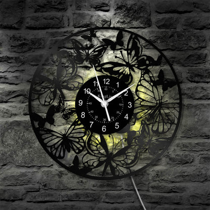 LED Vinyl Wall Clock | Butterfly | 12'' | 0176WPB