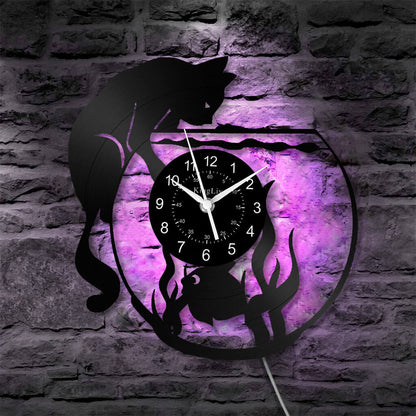 LED Vinyl Wall Clock | Cat Fish | 0113WPB