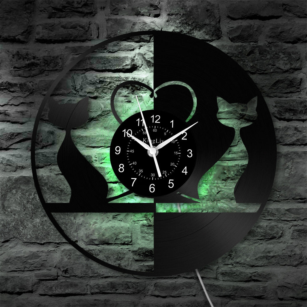 LED Vinyl Wall Clock | Cat | 12'' | 0170WPB