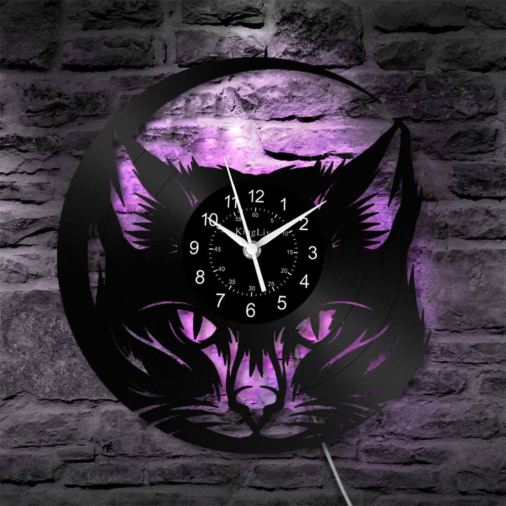 LED Vinyl Wall Clock | Cat | 12'' | 0138WPB