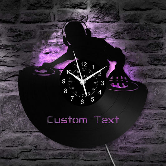 LED Vinyl Wall Clock | Custom DJ Name | 12''