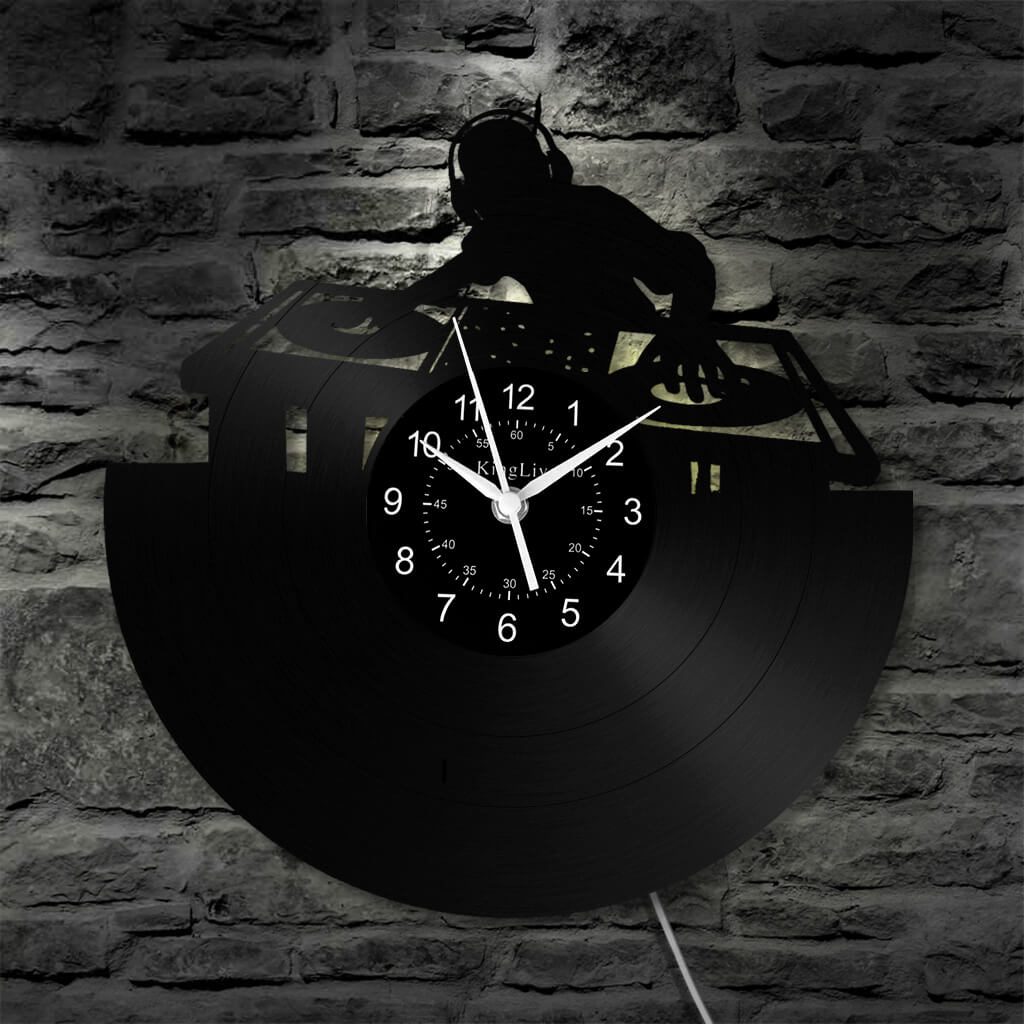 LED Vinyl Wall Clock | Custom DJ Name | 12''