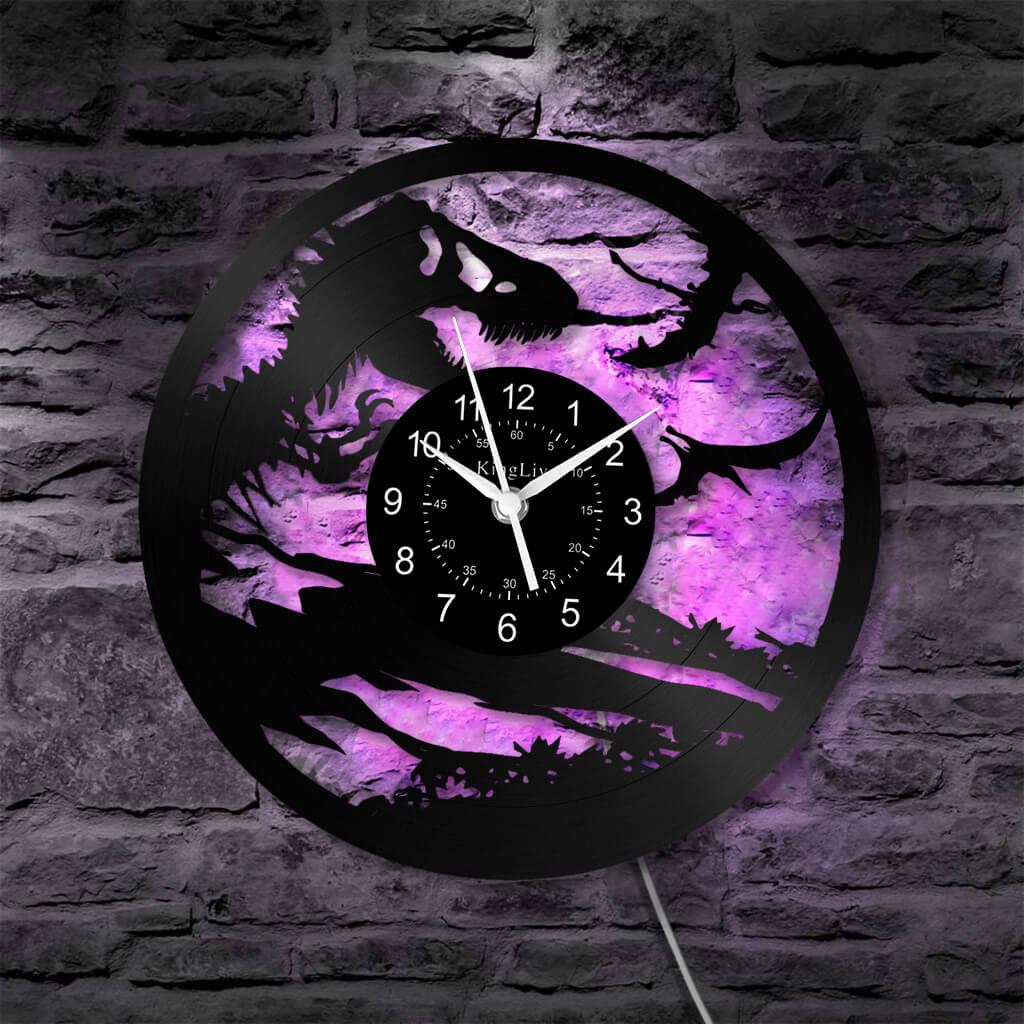 LED Vinyl Wall Clock | Dinosaur | 12'' | 0158WPB