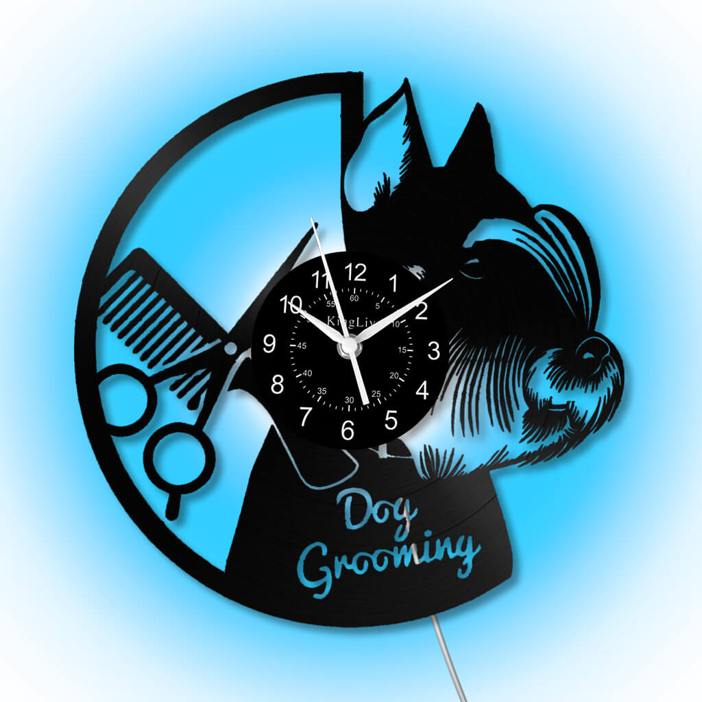 LED Vinyl Wall Clock | Dog Grooming | 12'' | 0177WPB