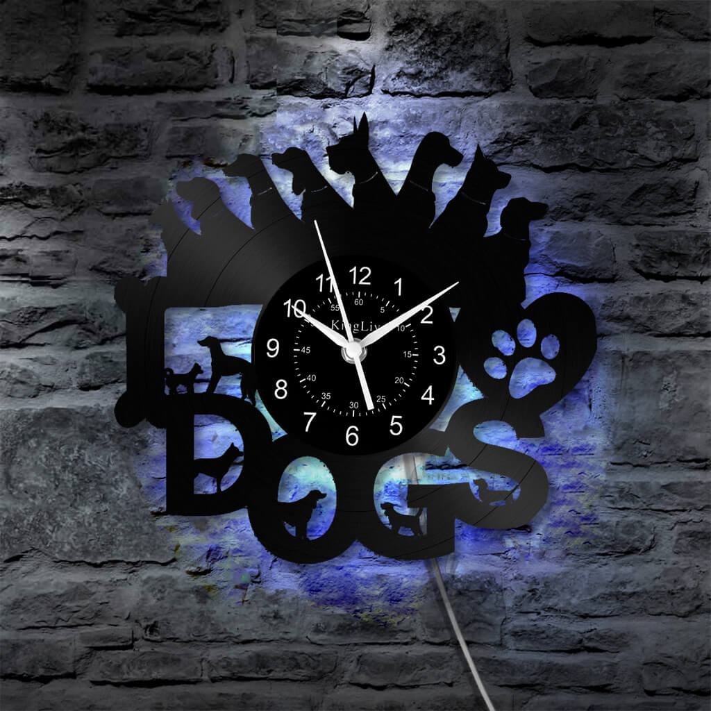 LED Vinyl Wall Clock | Dogs | 0071WPB