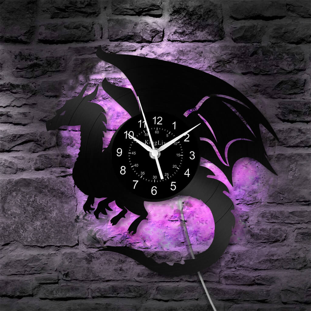 LED Vinyl Wall Clock | Dragon | 12''