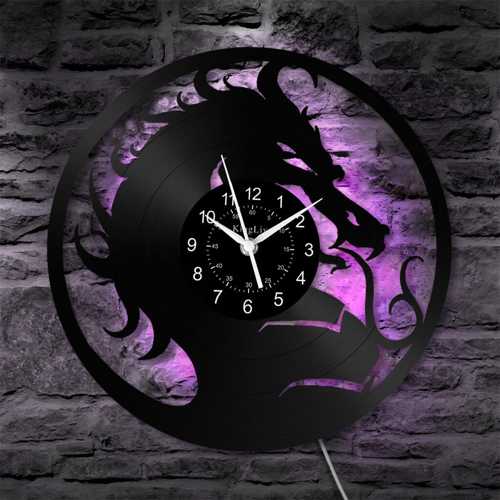LED Vinyl Wall Clock | Dragon | 12''