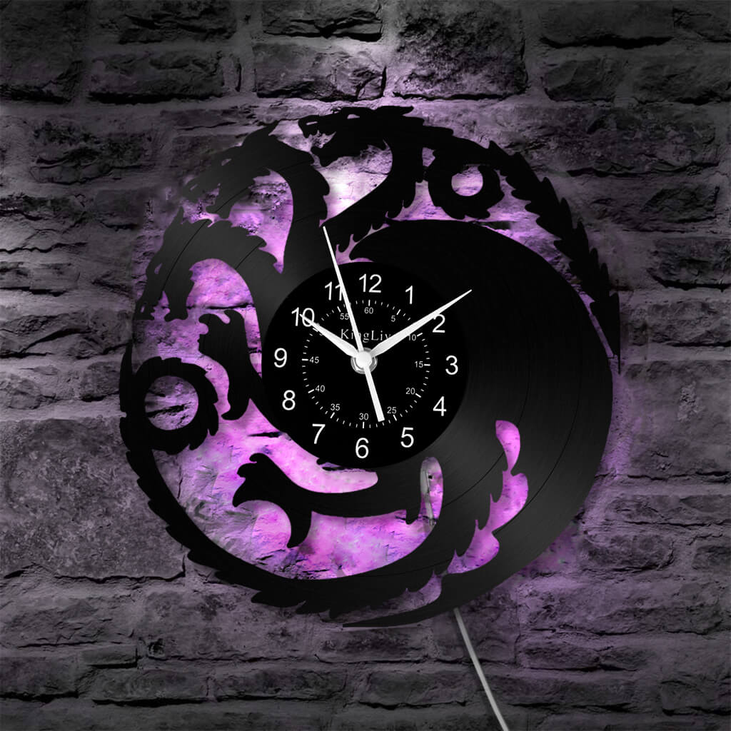LED Vinyl Wall Clock | Dragon | 12''