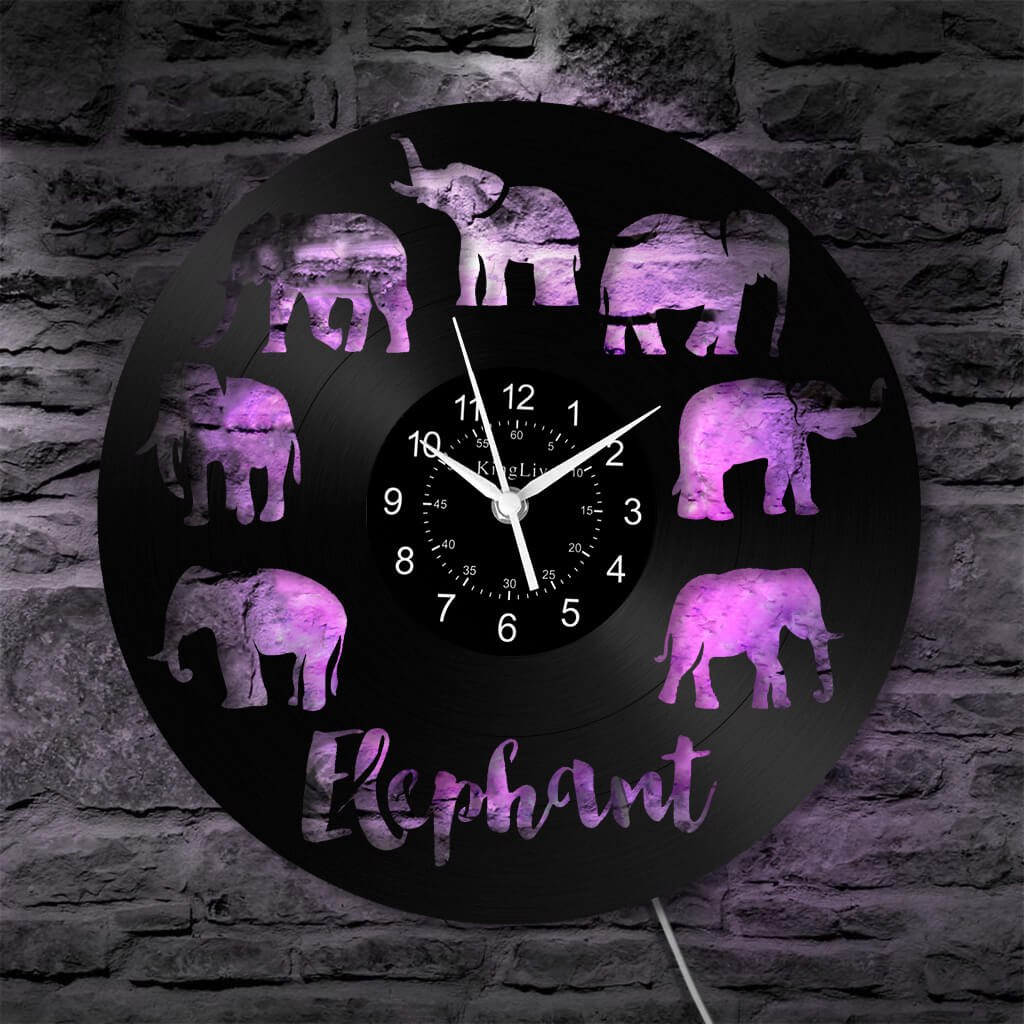 LED Vinyl Wall Clock | Elephant | 12''