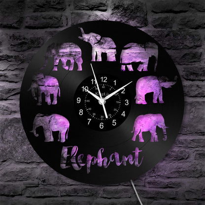 LED Vinyl Wall Clock | Elephant | 12''