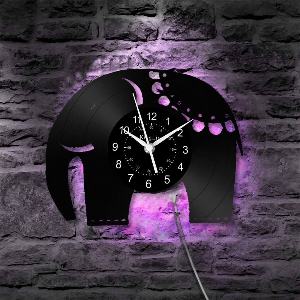 LED Vinyl Wall Clock | Elephant | 12''