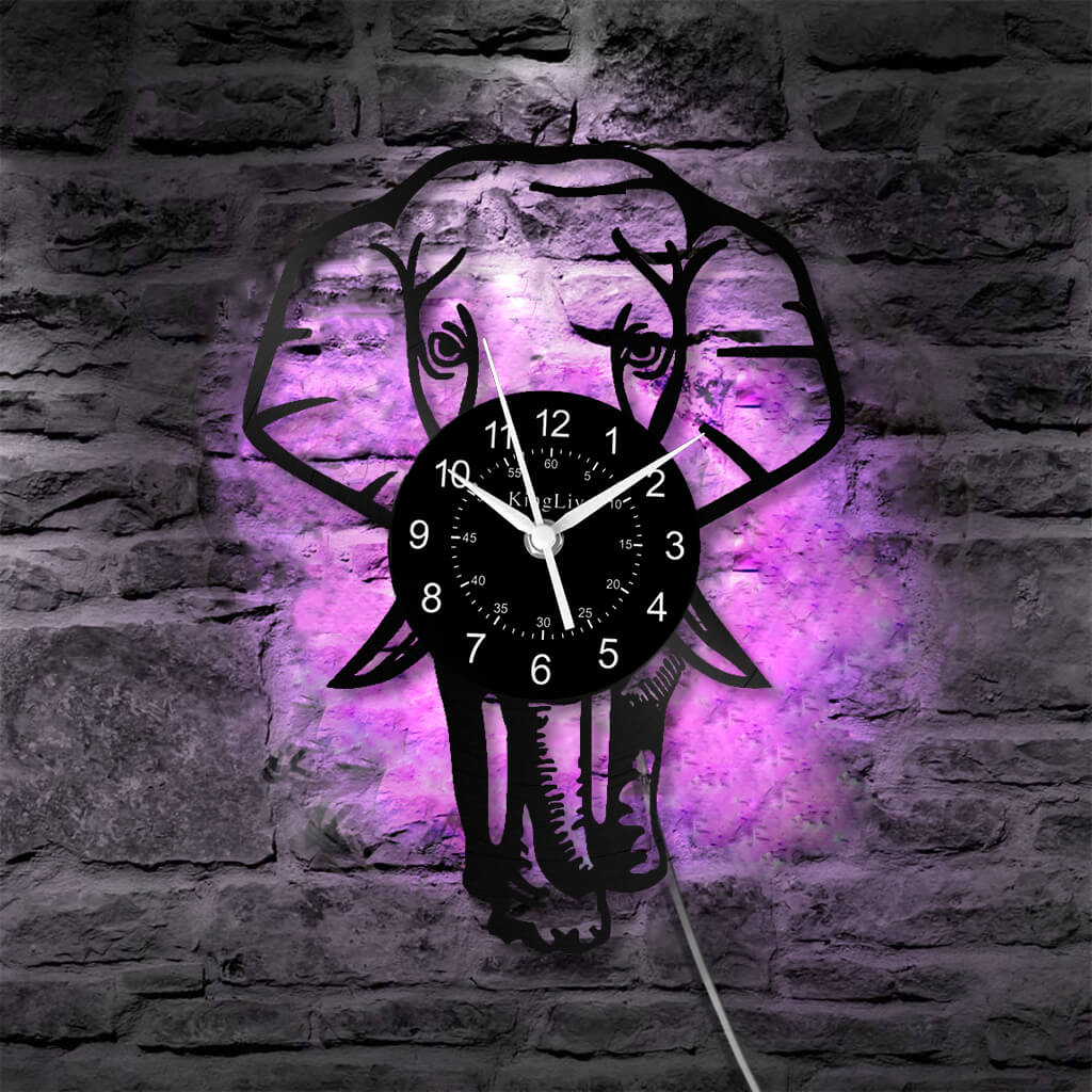 LED Vinyl Wall Clock | Elephant | 12''
