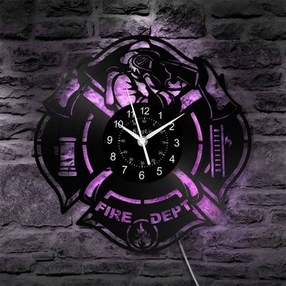 LED Vinyl Wall Clock | Fire Department | 12'' | 0302WPB