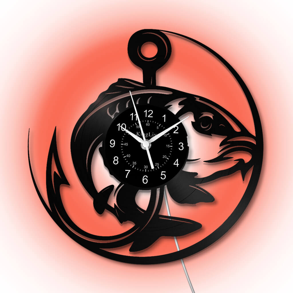 LED Vinyl Wall Clock | Fishing | 12'' | 0224WPB