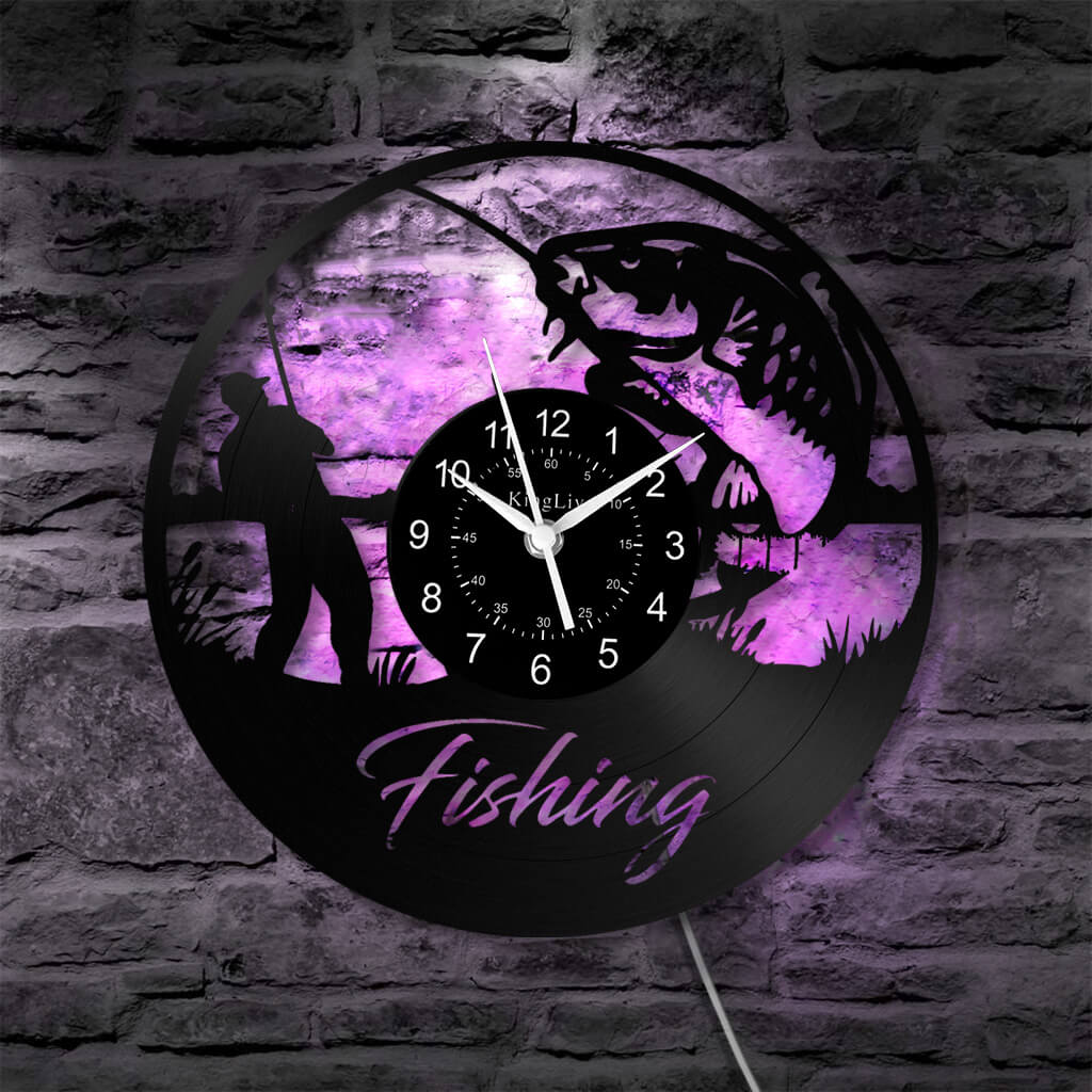 LED Vinyl Wall Clock | Fishing | 12'' | 0062WPB