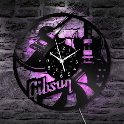 LED Vinyl Wall Clock | Guitar Music | 12''