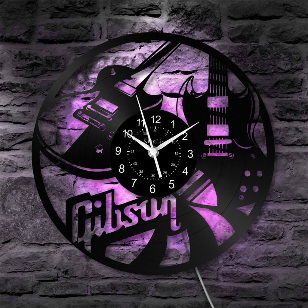 LED Vinyl Wall Clock | Guitar Music | 12''