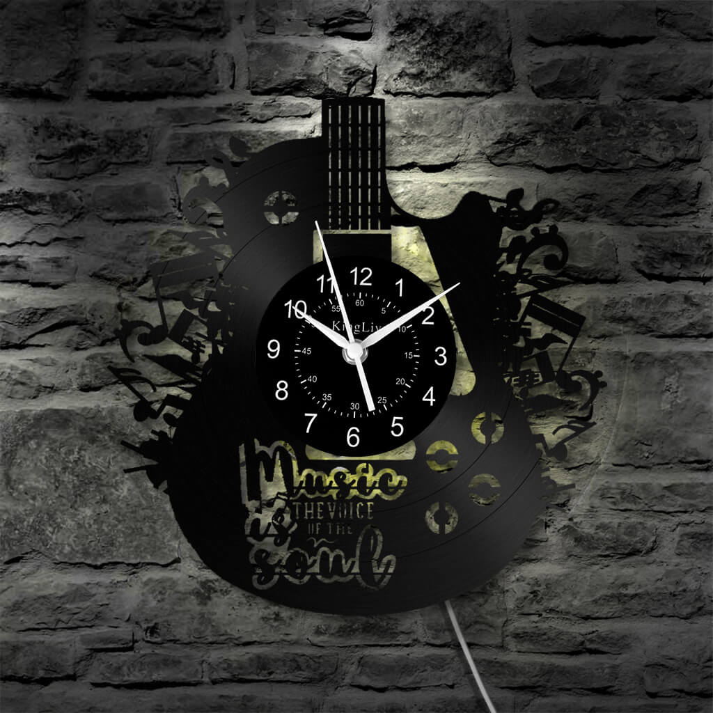 LED Vinyl Wall Clock | Guitar Music | 12''