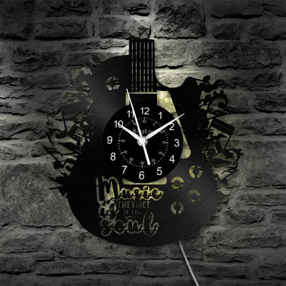 LED Vinyl Wall Clock | Guitar Music | 12''