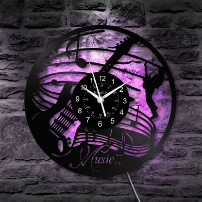LED Vinyl Wall Clock | Guitar Music | 12''