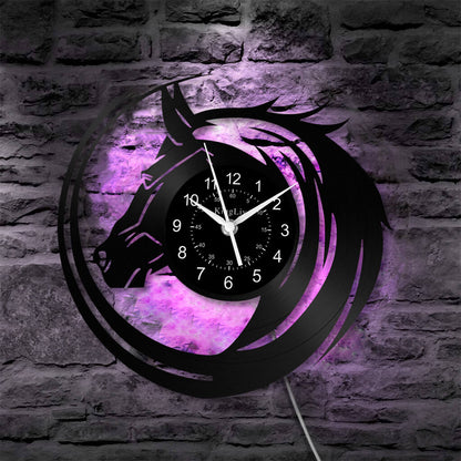 LED Vinyl Wall Clock | Horse | 0114WPBN