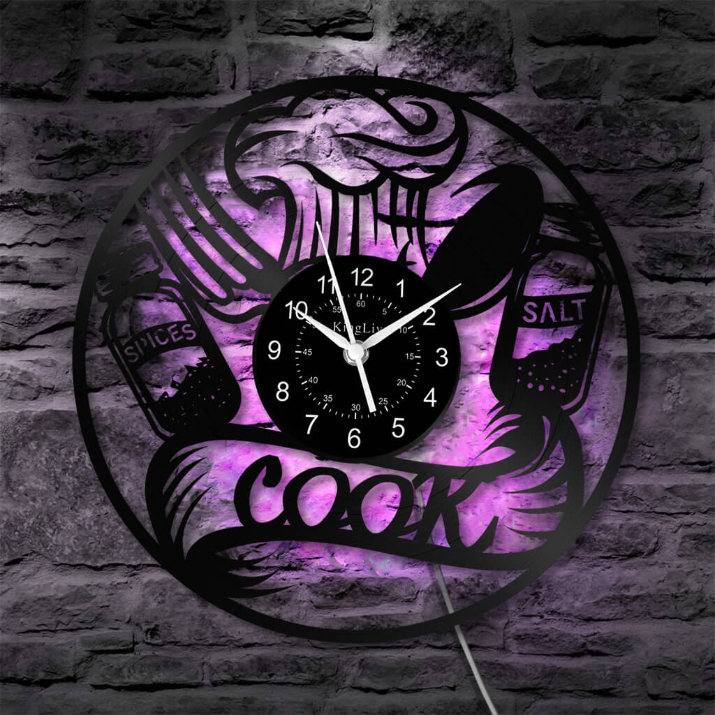 LED Vinyl Wall Clock | Cooking Kitchen | 12'' | 0219WPB