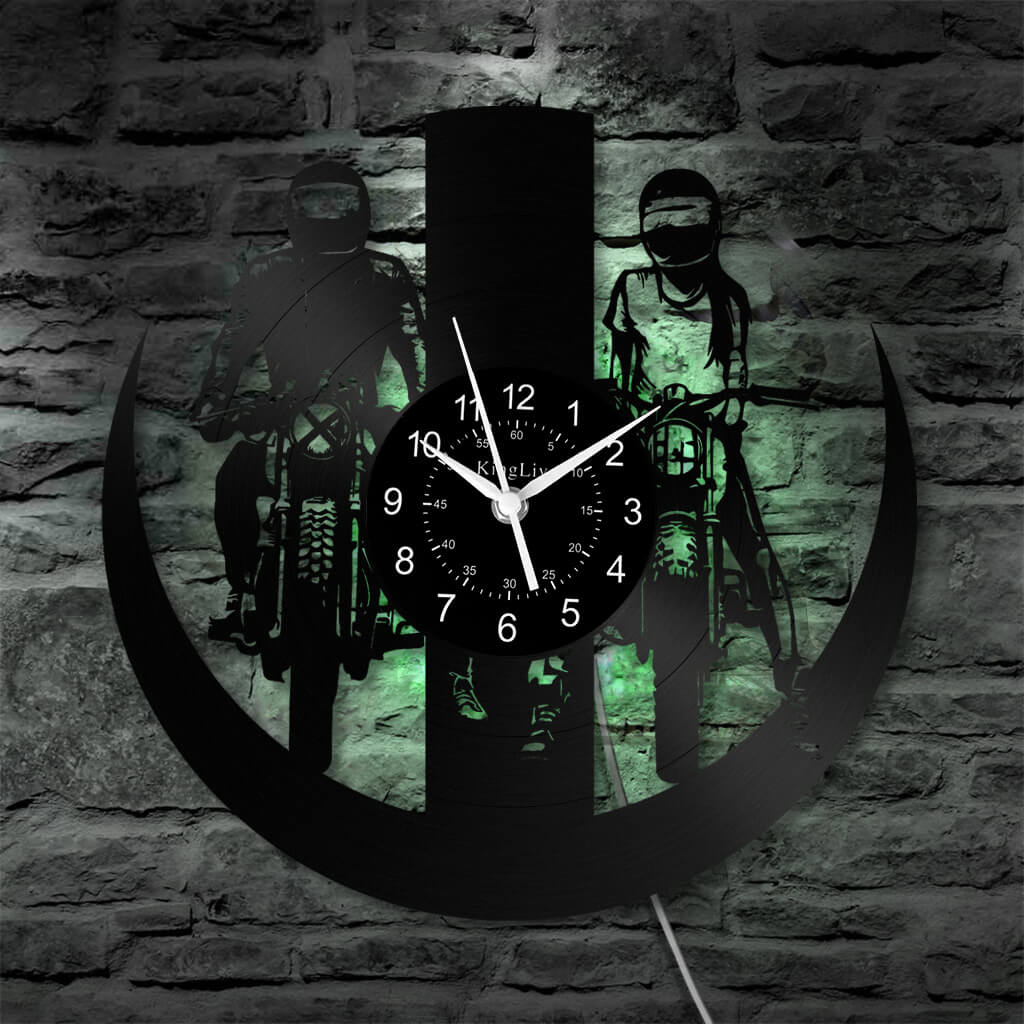 LED Vinyl Wall Clock | Dirt Bike Motocross | 12'' | 0287WPB