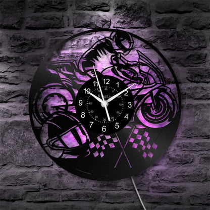 LED Vinyl Wall Clock | Motorcycle | 12'' | 0189WPB