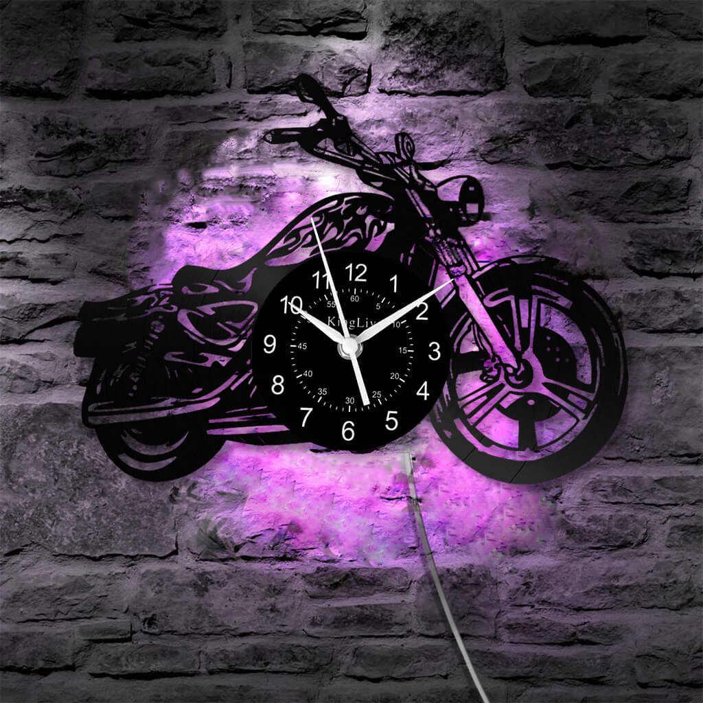 LED Vinyl Wall Clock | Motorcycle | 12'' | 0132WPB
