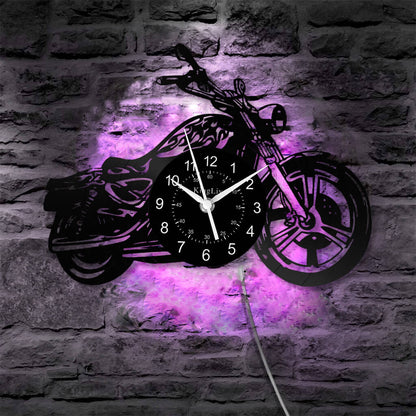 LED Vinyl Wall Clock | Motorcycle | 12'' | 0132WPB
