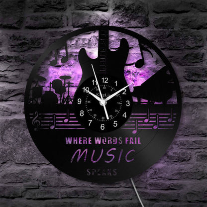 LED Vinyl Wall Clock | Guitar Music | 12''