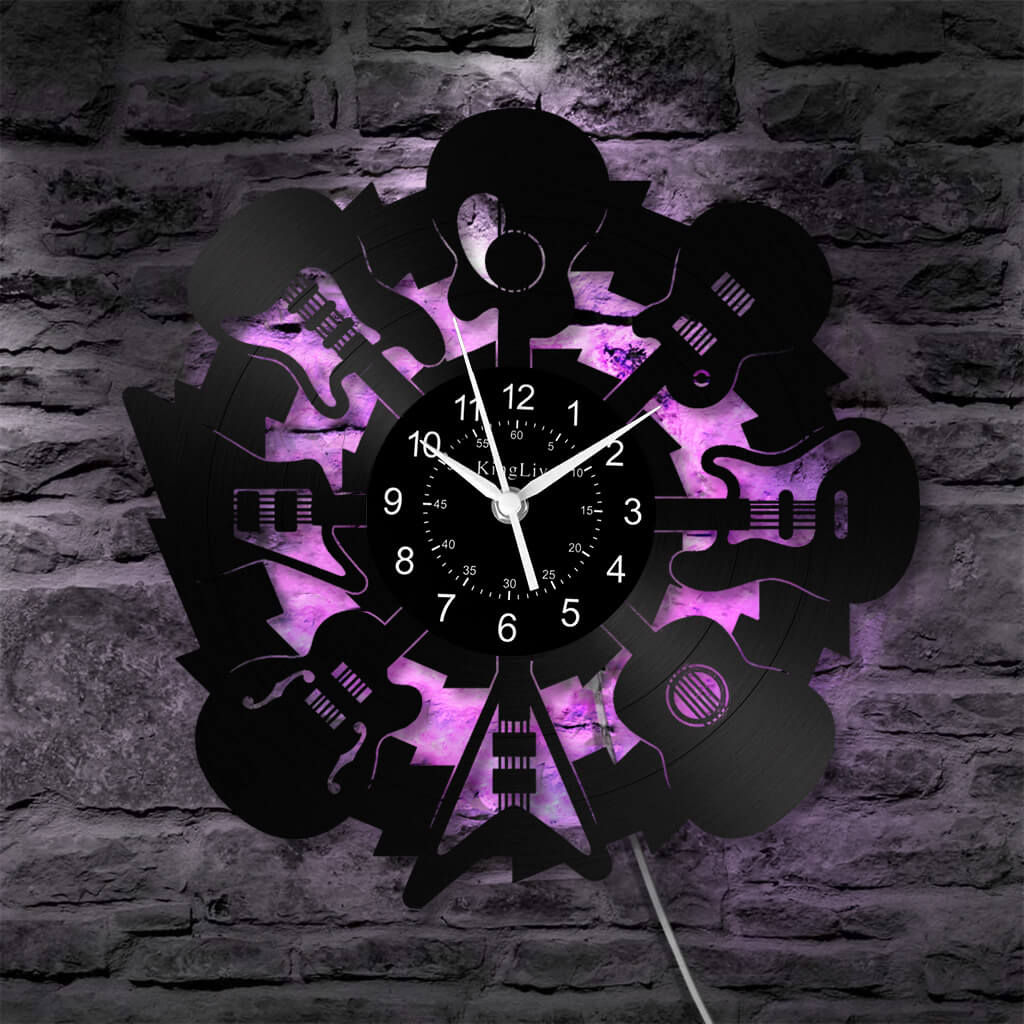 LED Vinyl Wall Clock | Guitar Music | 12''
