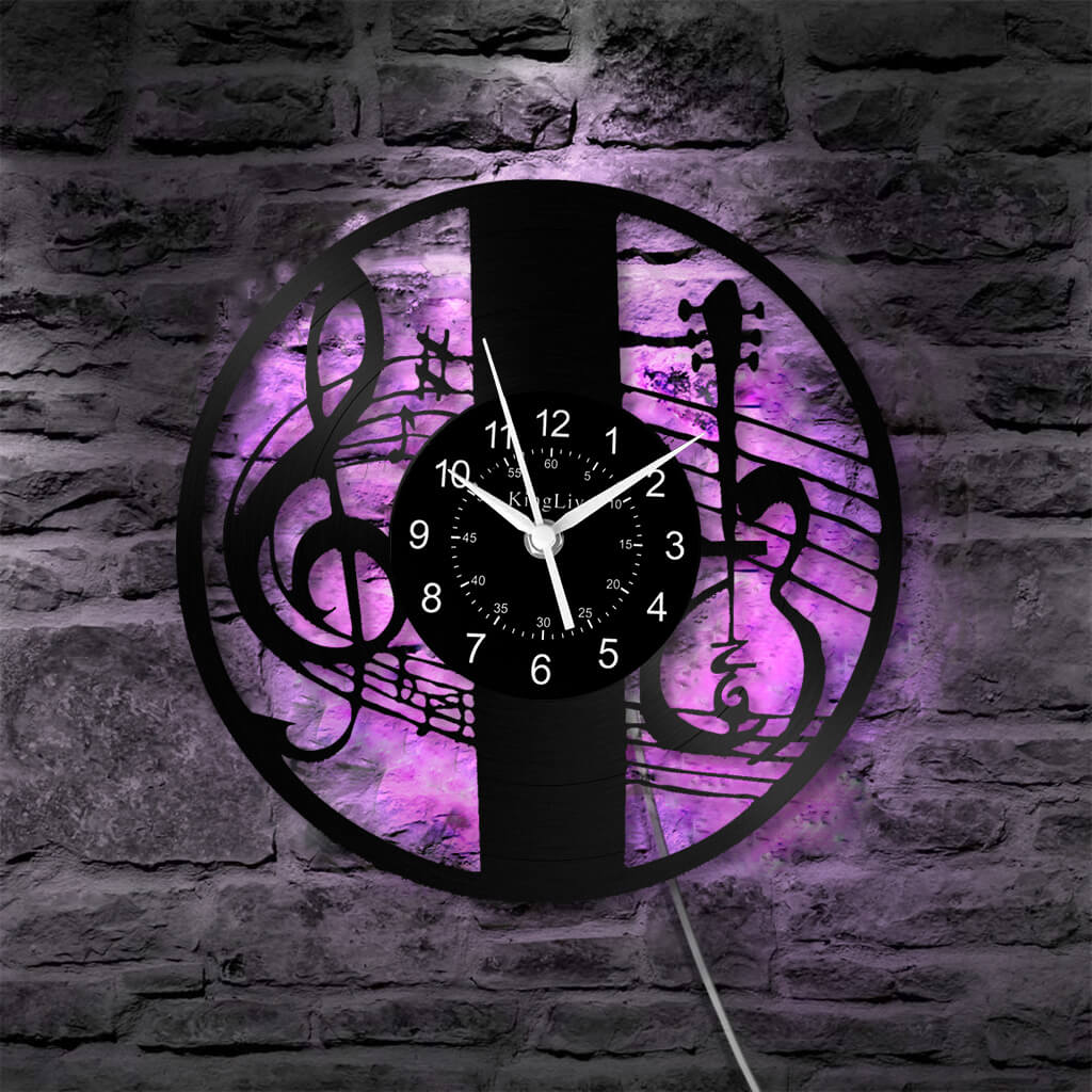 LED Vinyl Wall Clock | Violin Music | 12'' | 0291WPB