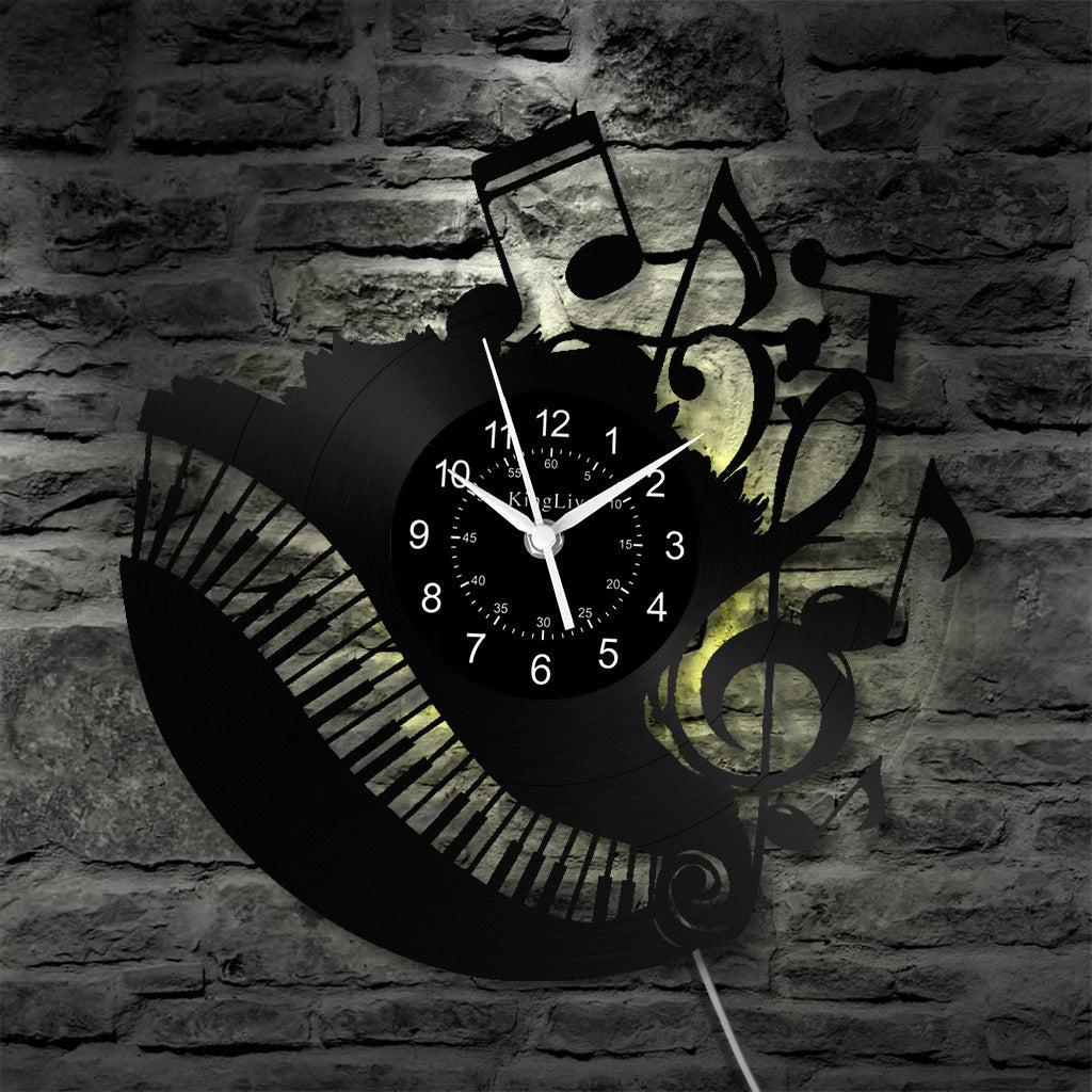 LED Vinyl Wall Clock | Music Piano | 0137WPBN