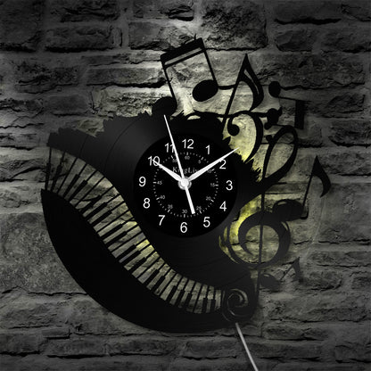 LED Vinyl Wall Clock | Music Piano | 0137WPBN