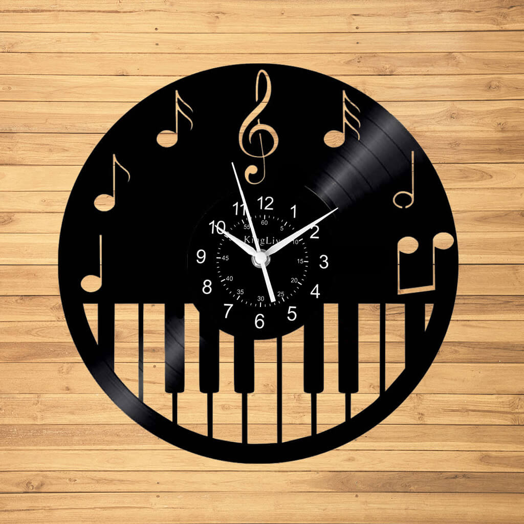 LED Vinyl Wall Clock | Piano Music Note | 12''