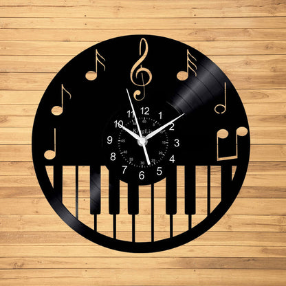 LED Vinyl Wall Clock | Piano Music Note | 12''
