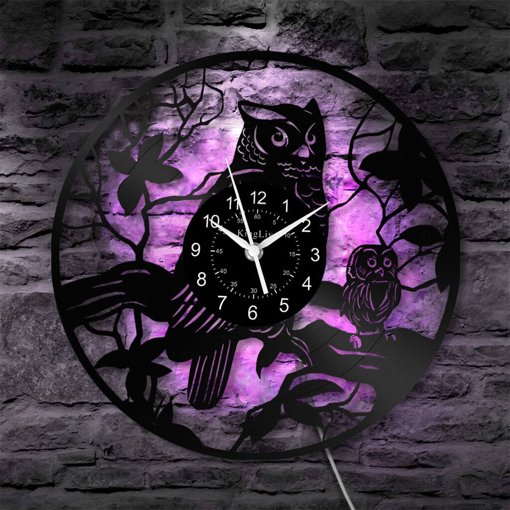 LED Vinyl Wall Clock | Owl | 12'' | 0304WPB