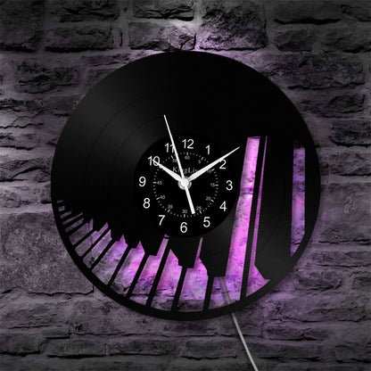 LED Vinyl Wall Clock | Piano Music Note | 12''