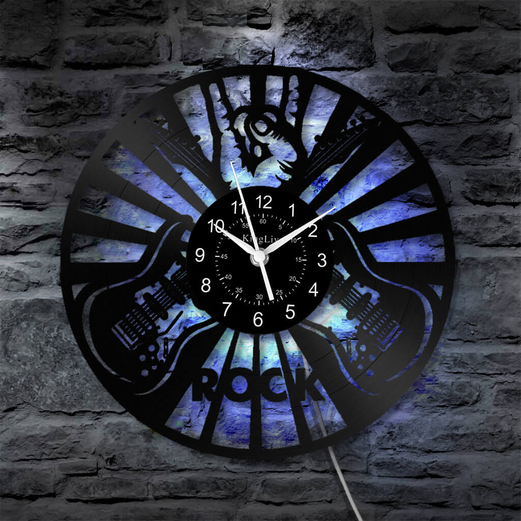 LED Vinyl Wall Clock | Guitar Music | 12''