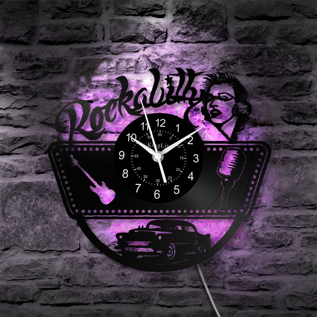 LED Vinyl Wall Clock | Rockabilly | 0020WPB
