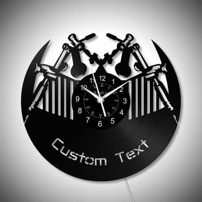 LED Vinyl Wall Clock | Tattoo Shop Name | 12'' | 0308WPB