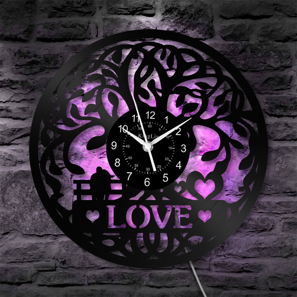 LED Vinyl Wall Clock | Tree of Love | 12'' | 0305WPB