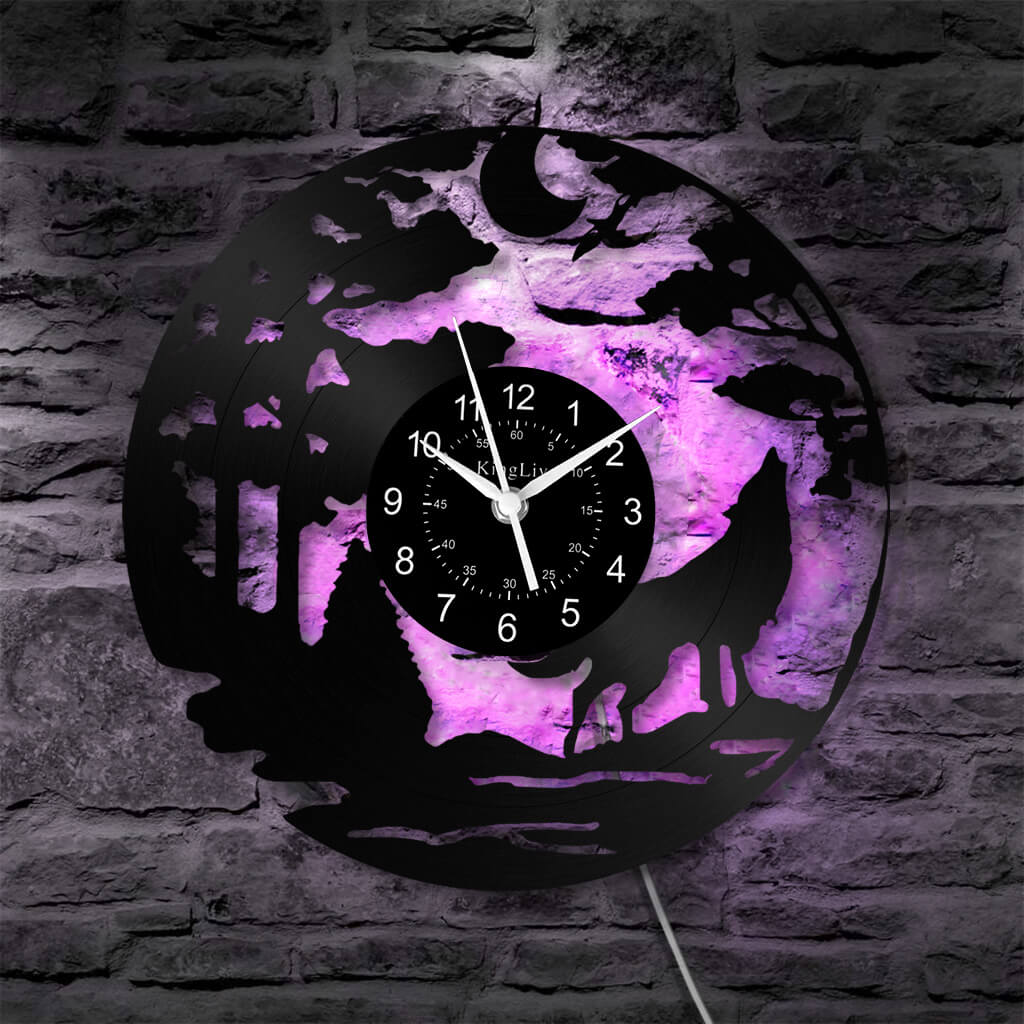 LED Vinyl Wall Clock | Wolf | 0056WPB