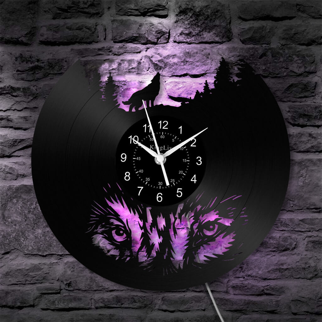 LED Vinyl Wall Clock | Wolf | 0309WPB