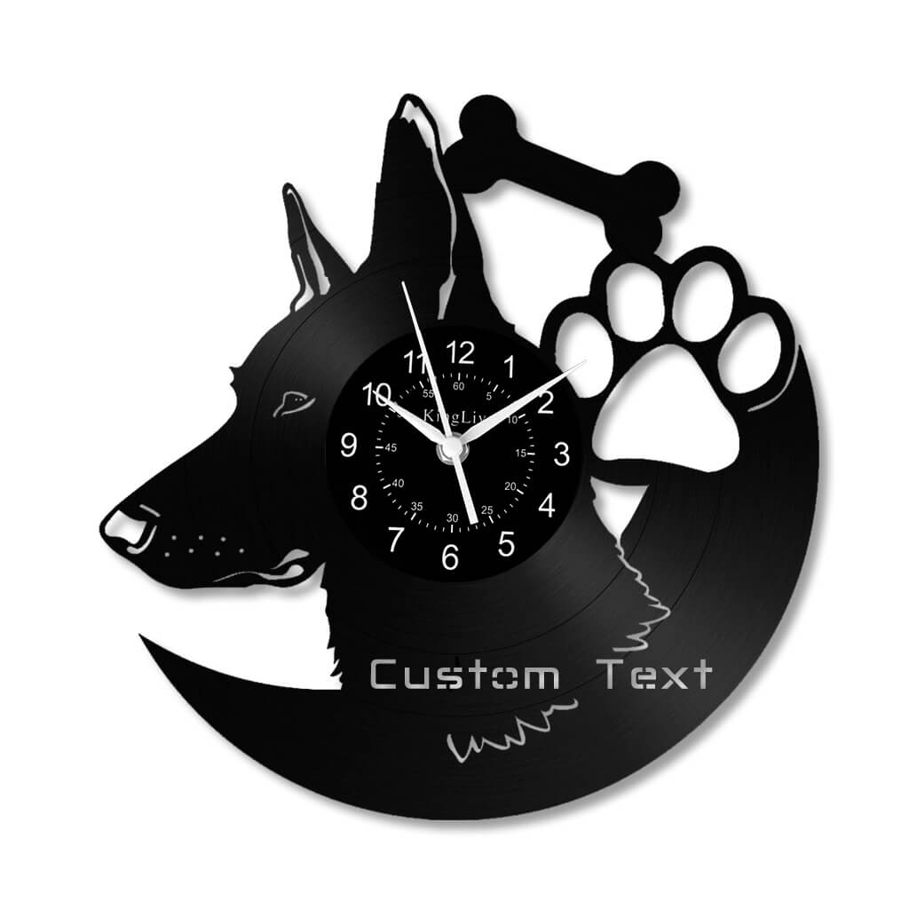 LED Vinyl Wall Clock | Custom German Shepherd Dog | 12'' | 0256WPB