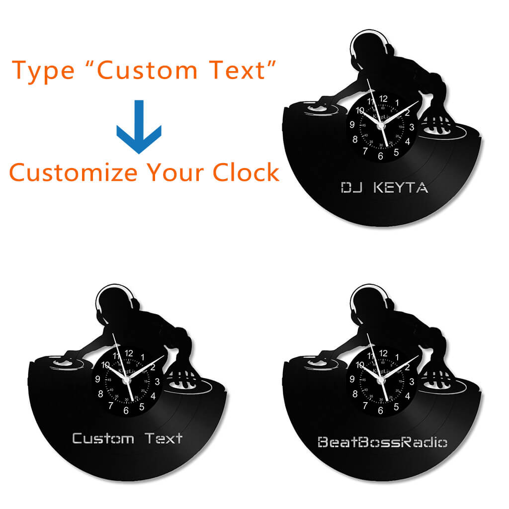LED Vinyl Wall Clock | Custom DJ Name | 12''