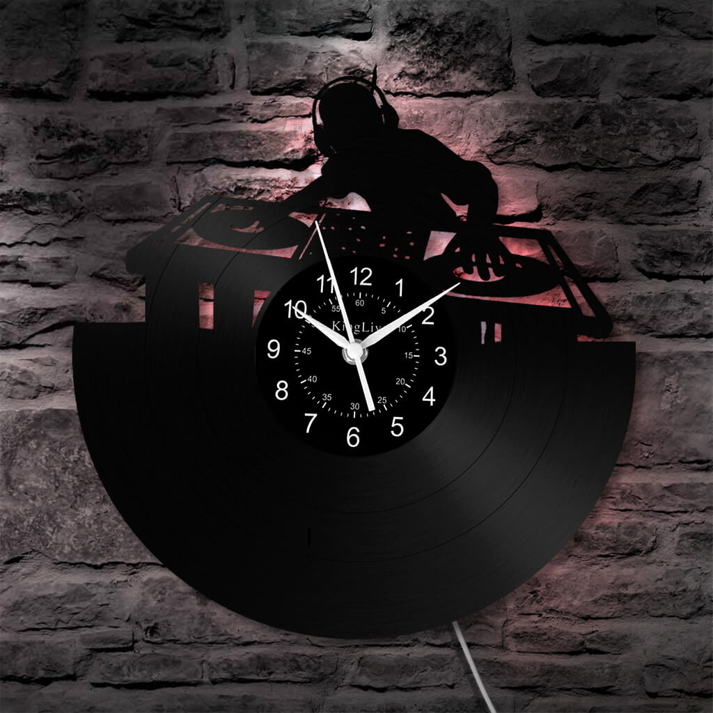 LED Vinyl Wall Clock | Custom DJ Name | 12''