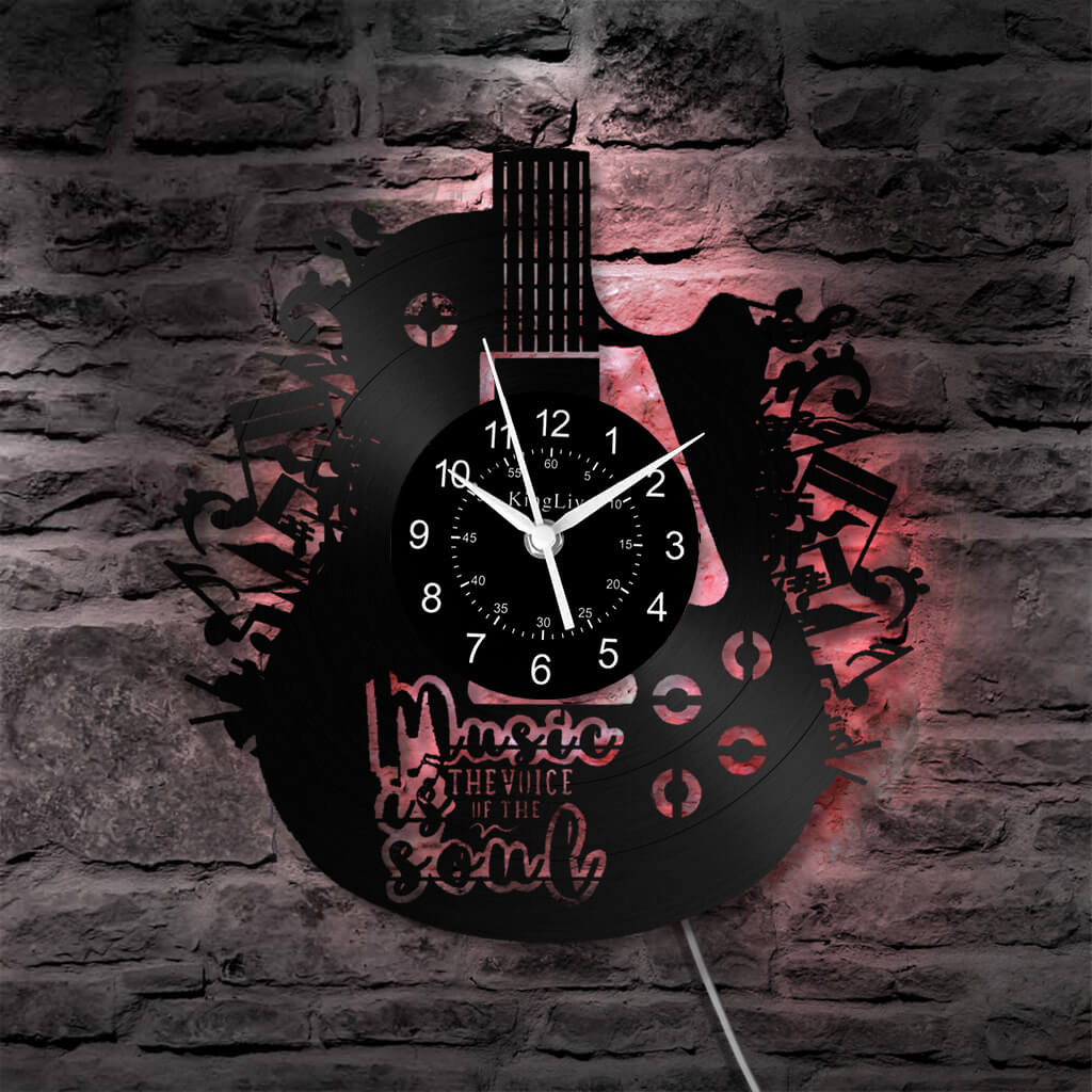 LED Vinyl Wall Clock | Guitar Music | 12''